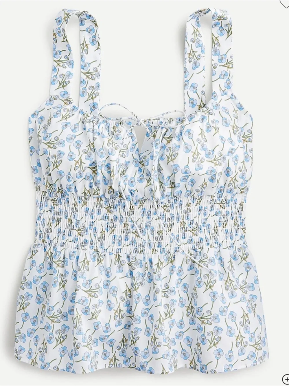 J.Crew Liberty Fabric Ros Floral Smocked Tank Top XXS Blue White